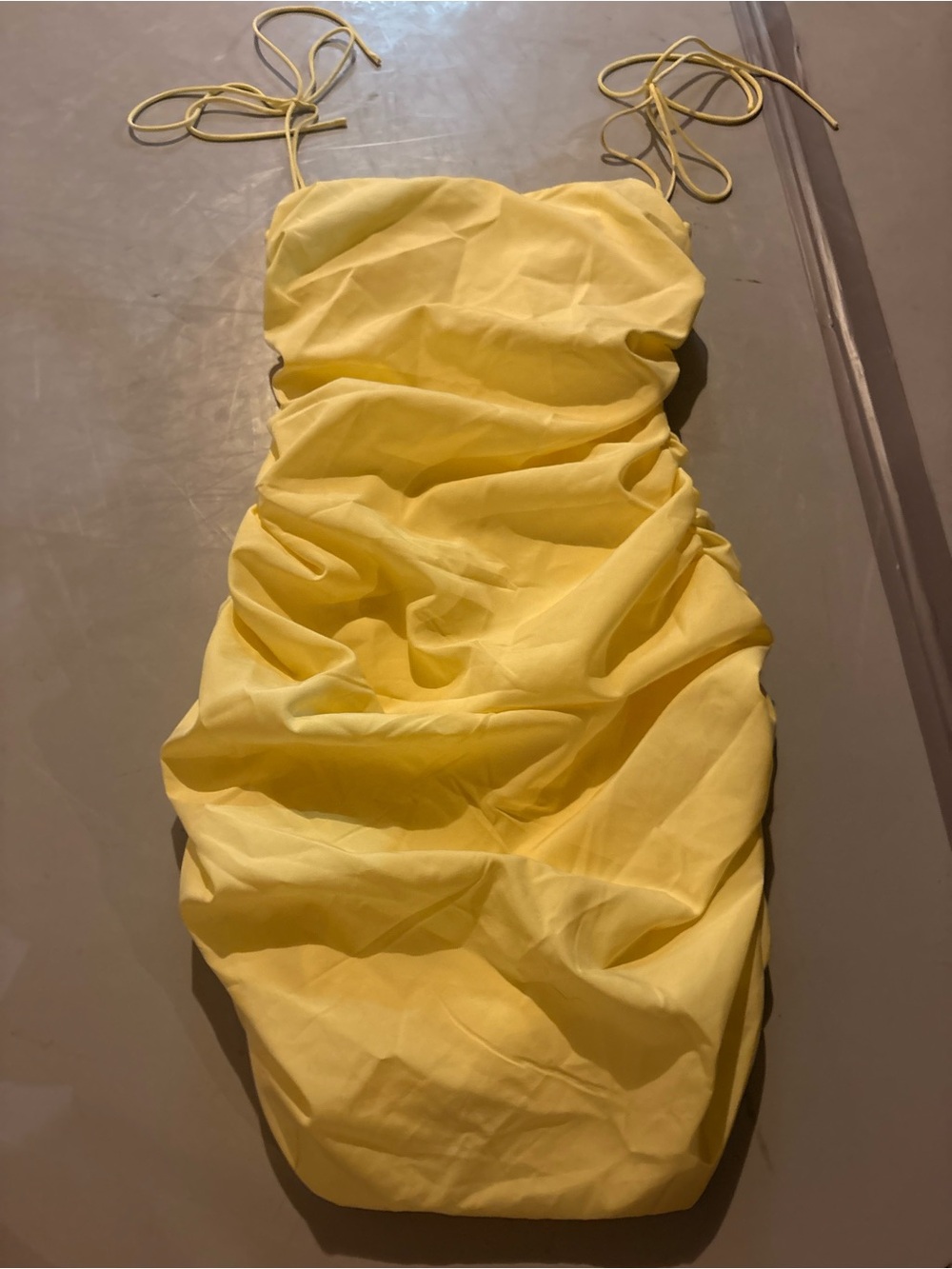 Yellow Ruched Tie-Strap Women’s Princess Polly Dress